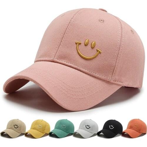 2021 Smile Embroidery Baseball Cap Summer Sunscreen Hat Women Men Soild Golf Outdoor Street Hip Hop Smiling Face Hats Caps