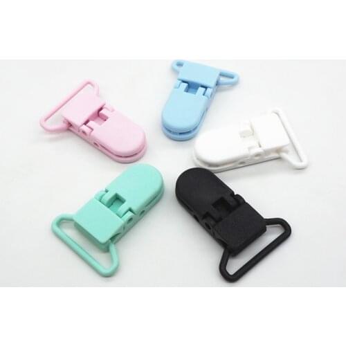 Chenkai 50pcs Hot D shape 2.5cm Kam Plastic Pacifier Clips DIY Baby Suspender Dummy Soother Chain Holder Clips for 25mm ribbon