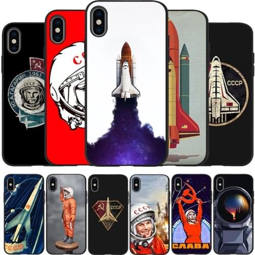 Yuri Gagarin black Silicone Phone Case For iPhone 12 XR XS Max 5 5S SE 2020 6 6S 7 8 PLUS X 11Pro Max 11 Cover