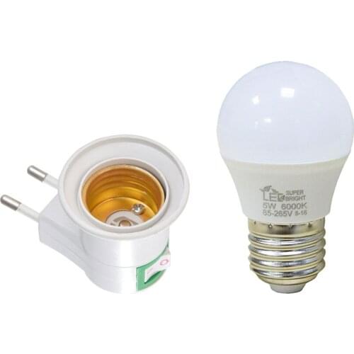 Socket base E27 LED Lamp Light Socket Base Type to 110V 220V EU Plug Bulb Holder Converter + ON/OFF Button Switch