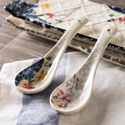 Japanese-style Ceramic Spoon Childrens Rice Spoon Kitchen Tableware Stir Spoon Soup Spoon Serving Spoon
