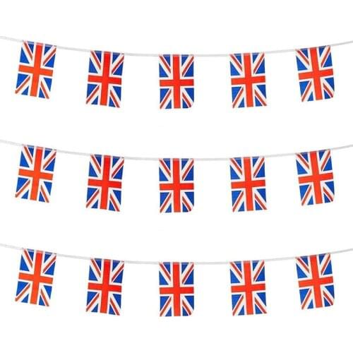 Aerlxemrbrae 14*21cm 30pcs/lot UK bunting flags United Kingdom string Triangular Flag Buntings Festival Party Holiday