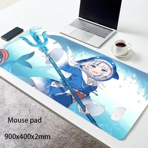 Anime Hololive gawr gura gamer Mouse Pad Large Game Size for Mat for overwatch/cs go/world of warcraft keyboard non-skid deskmat