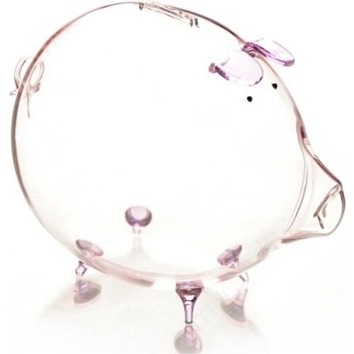 HLZS-Pig Piggy Bank Money Boxes Coin Saving Box Cute Transparent Glass Souvenir Birthday Gift For Children Kids