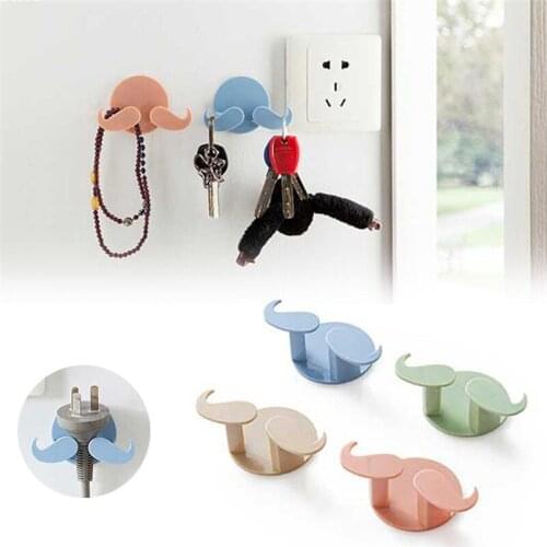 Beard Plug Hook 5Pcs Cartoon Chef Wall Hooks Decor Power Cable Plug Housing Hanger Hooks Creative Cute Strong Stick Hook 5ZCF216