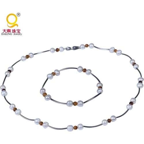 Hot Fashion Wedding Bridal Necklace Bracelet Pearl Sets Women Costume Beads Jewelry Sets