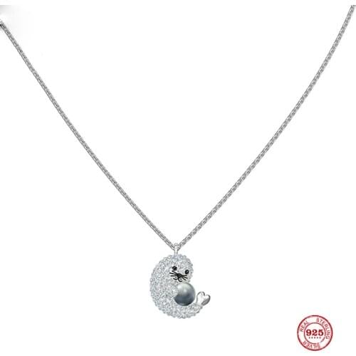 PANDOO Fashion Charm Pure 925 Silver Original 1:1 Copy, Cute Design Dolphin Wild Pendant Necklace Female Luxury Jewelry Gifts