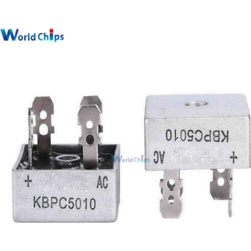 2Pcs/lot KBPC5010 Bridge Rectifier 50a 1000V AC Metal Case Single Phases Diode Bridge Rectifier
