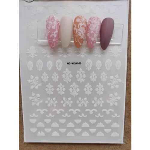 3D Stickers White Lace Stickers Self-adhesive Water Transfer StickersDIY Art Decoration Nail Salon Acrylic Skills Tools