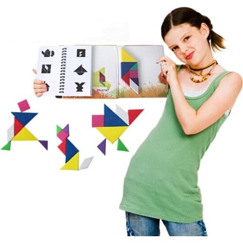 2015 NEW Hot Book-shaped Tangram Jigsaw Puzzle Brain Teaser Educational Game Toy for Children 72 Challenges