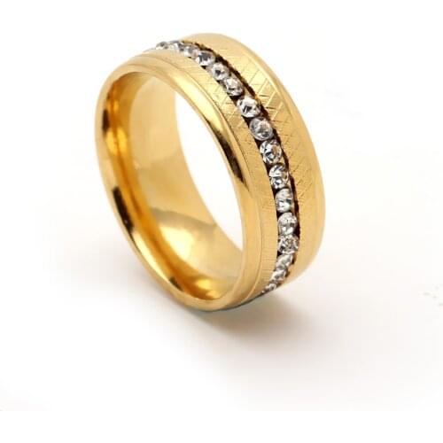New fashion gold color white zircon engagement rings for women jewelry stainless steel rings