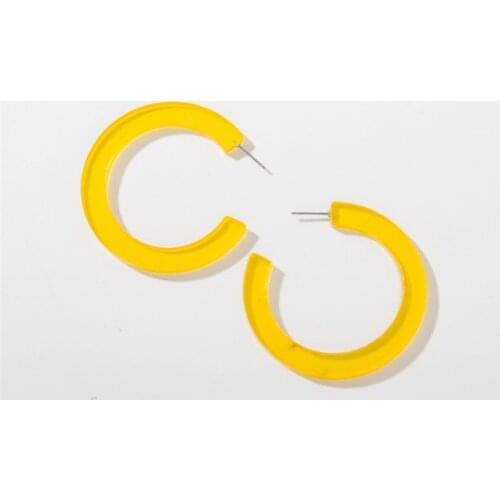 New Korean Acrylic Hoop Earrings Yellow Geometric Half Moon Circle Earrings Women Summer Beach Earrings Jewelry Gifts