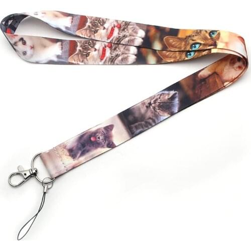 ZF622 1pcs High Quality Cute Cat Lanyards Id Badge Holder ID Card Pass Gym Phone USB Badge Holder Hang Rope Lariat Lanyard Keys