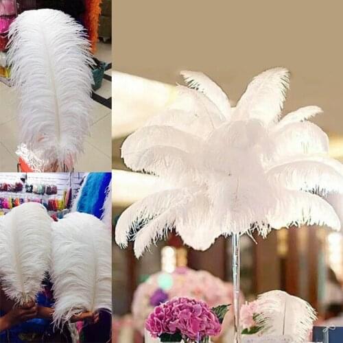 Free shipping wholesale 100pcs beautiful natural white ostrich feather 16-18inch /40-45cm Decorative diy