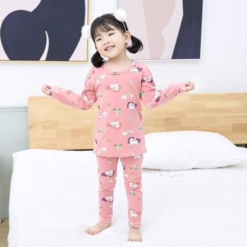 Long Sleeve Pajamas Sleepwear For Girls Pyjamas Kids Clothes Set Top+Pants 2 Piece Baby Boys Nightwear Cartoon Pijamas Infantil