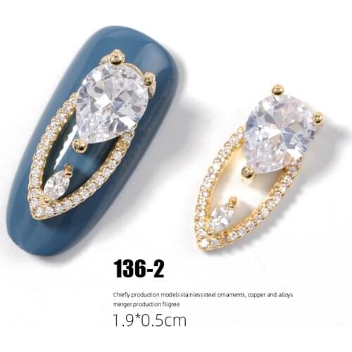 2 pieces water drop Crystal Dangle Chain Charms Nail Jewelry Decorations 5 type luxury Zircon Crystal Rhinestones For Nails