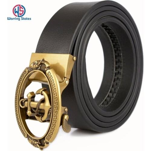 3.5cm wide anchor automatic buckle mens leather belt retro Second layer cowhide fashion casual belt business belt for men