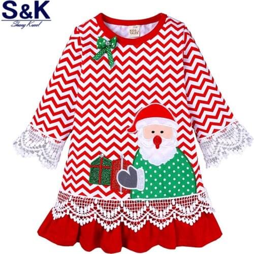 Christmas Girls Dress Baby Kids Cotton Dress New Style Girls Santa Clus Pattern Costume XQ-300