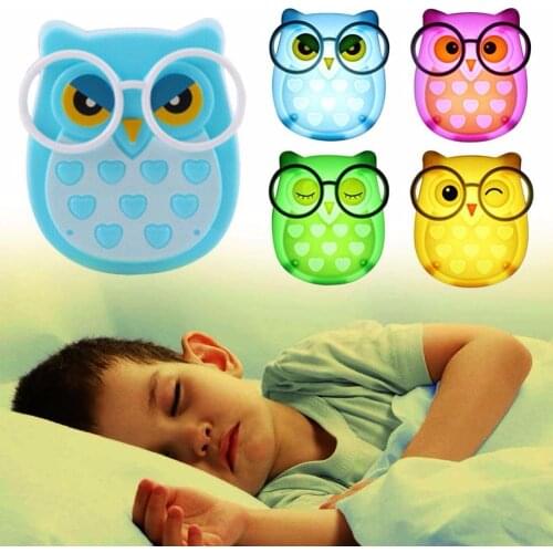 LED Night Light Owl Soft Auto Light Control Sensor Lamp Indoor Lighting Socket Lamp Animal Nightlight