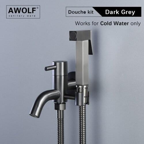 Dark Grey Hand Held Toilet Bidet Sprayer Bathroom Solid Brass Shattaf Shower Faucet Douche Kit Toilet Washer AP2234