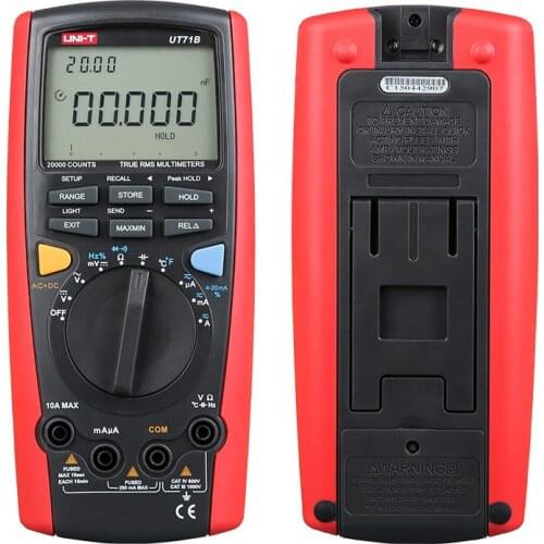 Uni-t UT71B Temperature Tester Capacitance Meters True RMS Multimeters Data Logging Digital Multimeter 19999 Counts Auto Range