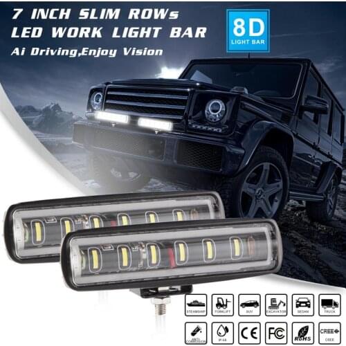 Universal car Driving Fog Light working lamp 7inch 90W convex lens LED single row 8D Spotlight Flood Lamp car SUV off-road lamp
