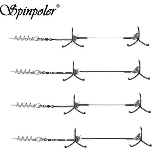 High Quality 1PC Nylon Coated Stainless Steel Double VMC Fishing Hooks Screw Connector Used With Big Soft Baits Shads