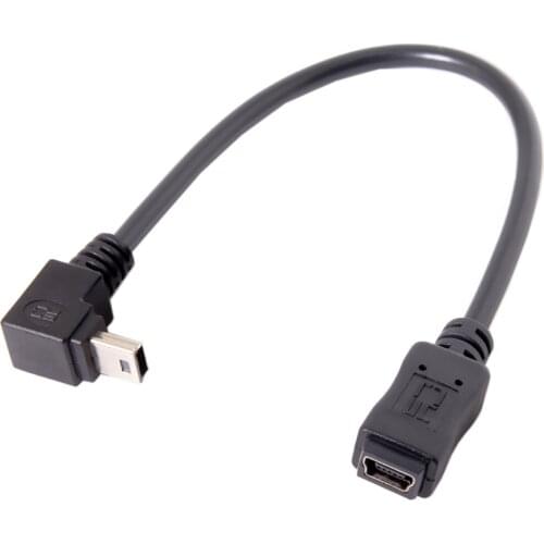 Xiwai GPS Mini USB 5P 90D Down Direction Angled Male to 5P Female Extension Cable 0.2M