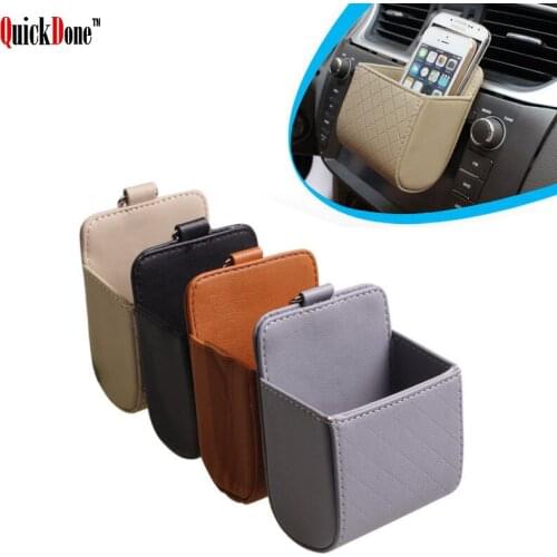 PU Phone Storage Boxes Hook Bins Universal Car Auto Air Vent Mount Holder For Keys Cigarette Sundries Organizer NDK0207