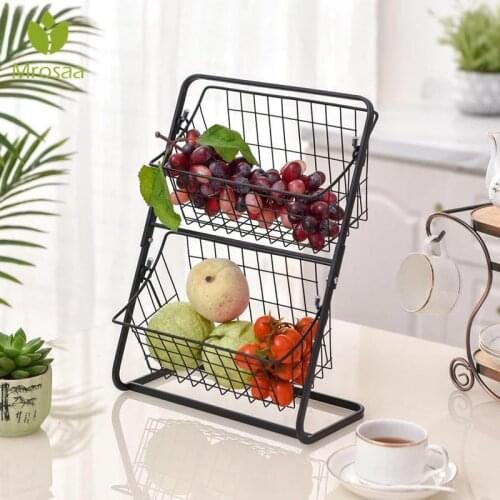 Iron Storage Shelf Rack 2-Tier Storage Shelf Organizer for Fruit Vegetables Toiletries Household Items Kitchen Seasoning Basket