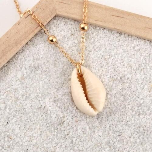 1Pcs Bohemian Shell Pendant Necklaces For Women Ladies Ocean Sea Beach Choker Summer Boho Jewelry E2413/E2414