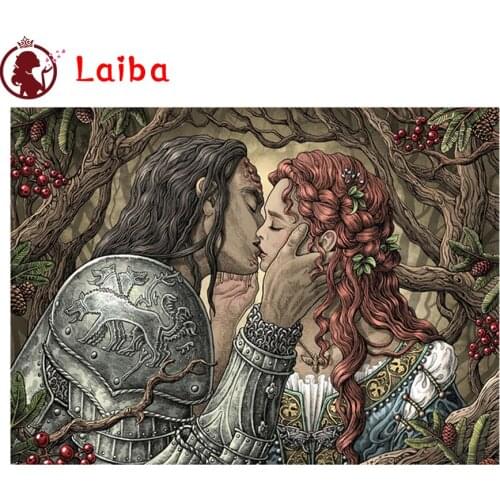 DIY Diamond Painting Retro fairy tale romantic couple kiss Diamond Mosaic Full Drill Square Cross Stitch Handmade Hobby