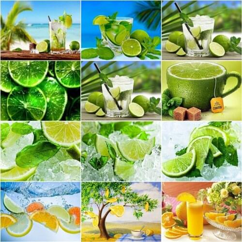 AZQSD 5D Diamond Painting New Arrivals Lemon Handmade Gift Diamond Embroidery Landscape Mosaic Full Square Drill Home Decor