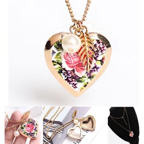 Free shipping 10pcs/lot fashion jewelry accessories brass copper metal leaf flower heart locket necklace