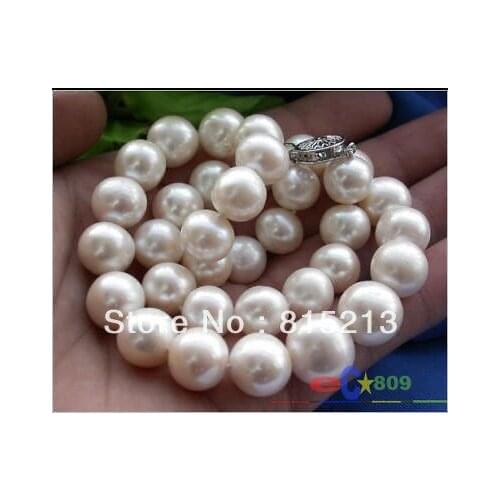 FREE SHIPPING>>>@@ > N1567 AAA REAL 17" 15mm WHITE ROUND FW PEARL NECKLACE