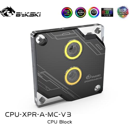 Bykski CPU Water Block use for INTEL LGA1150 1151 1155 1156 2011 2066 X99 I7 RGB Light Support 5V 3PIN GND Header to Motherboard