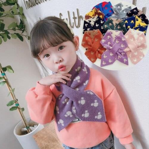 Disney Kid Mickey Ear Pattern Scarfs Children Autumn Winter Knitting Collar Baby Girls Cartoon Woolen Neck Ring Warm Accessories