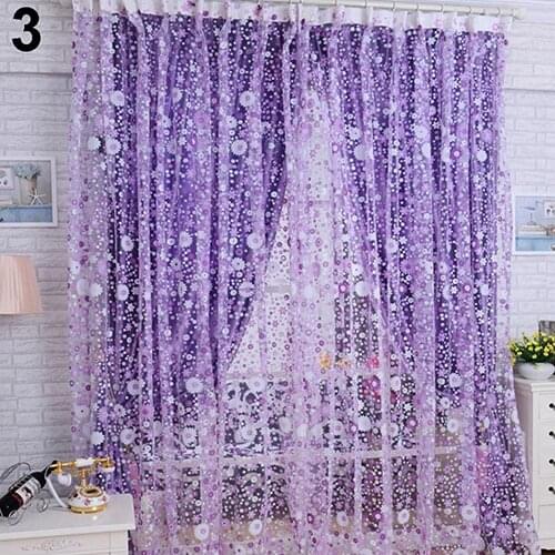 Home Curtain Window Door Room Decoration Pastoral Sunflower Divider Sheer Voile Curtain