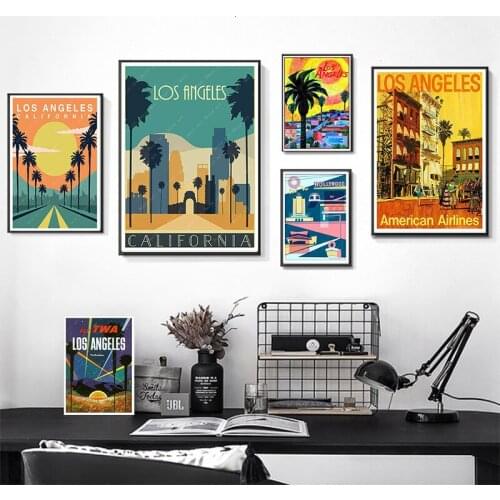 California Los Angeles America Summer Holiday Travel Canvas Painting Vintage Posters Wall Stickers Home Decor