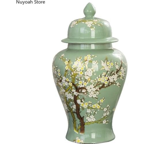 European-style Ceramic Ginger Jar Ornaments Large Storage Jar with Lid Chinese-style Living Room Home Decoration Accessori