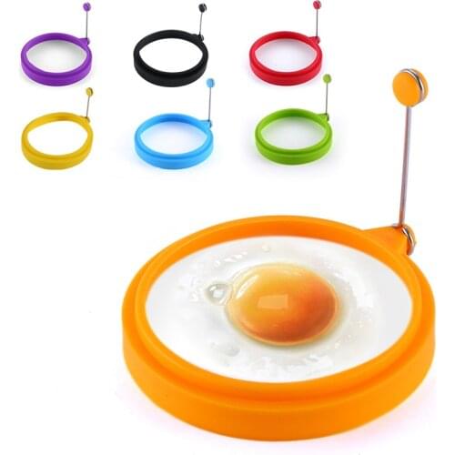 Round Silicone Fried Egg Pancake Ring Omelette Fried Egg Heart Shaped Eggs Mould for Cooking Breakfast Frying Pan Oven Kitchen