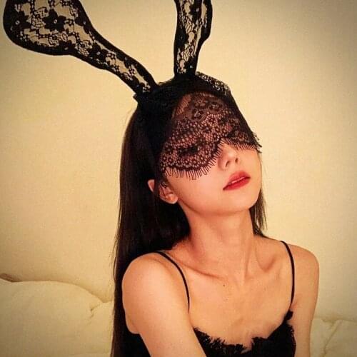 Lace Sexy Rabbit Ears Feather Hair Band Rabbit Girl Headband Sexy Delicate and Charming Halloween Mask Dance Party Headdress