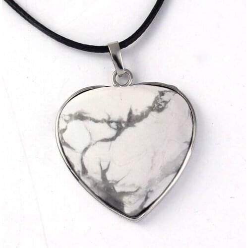 Trendy-beads Silver Plated White Turquoises Stone Cute Heart Pendant Fashion Jewelry For Lovers