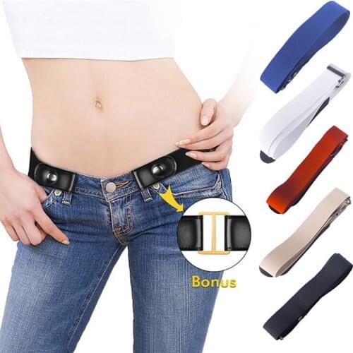 Lazy Waist Belt Women Men Simple Style Buckle-Free Elastic Invisible Leather Belts Apparel Accessories