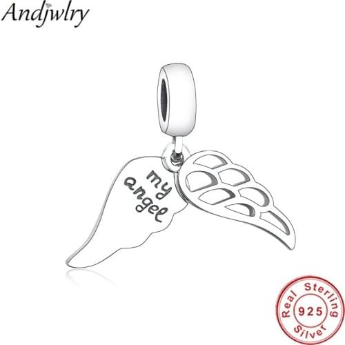 Fit Original Charms Bracelet 925 Sterling Silver My Angel Dangle Charm 925 Silver Pendant Berloque DIY Jewelry