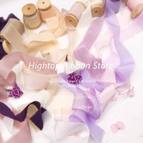 Classic Series 5Meters Silk Ribbon Handmade Raw Edges silk Ribbon Tape for floral bouquet invitations shabby decor and wedding