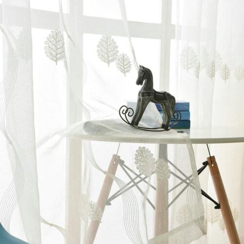White Tree Embroidery Floral Modern Curtains Drape Panel Sheer Tulle For Living Room Door Kitchen Bedroom for kids rideau