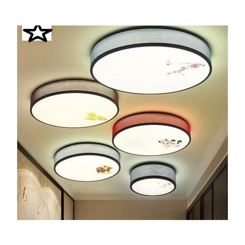 Modern new Chinese creative personality circular bedroom study room childrens room ceiling lamp