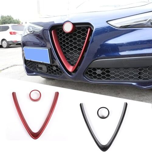 Carbon Fiber Red For Alfa Romeo Giulia Stelvio 2017 2018 2019 2020 ABS Plastic Front Grill Decoration Frame Car Accessories