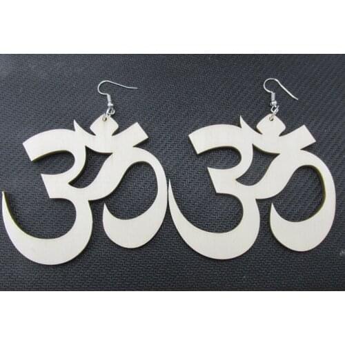 3 inch OM Dangle Wood Earrings